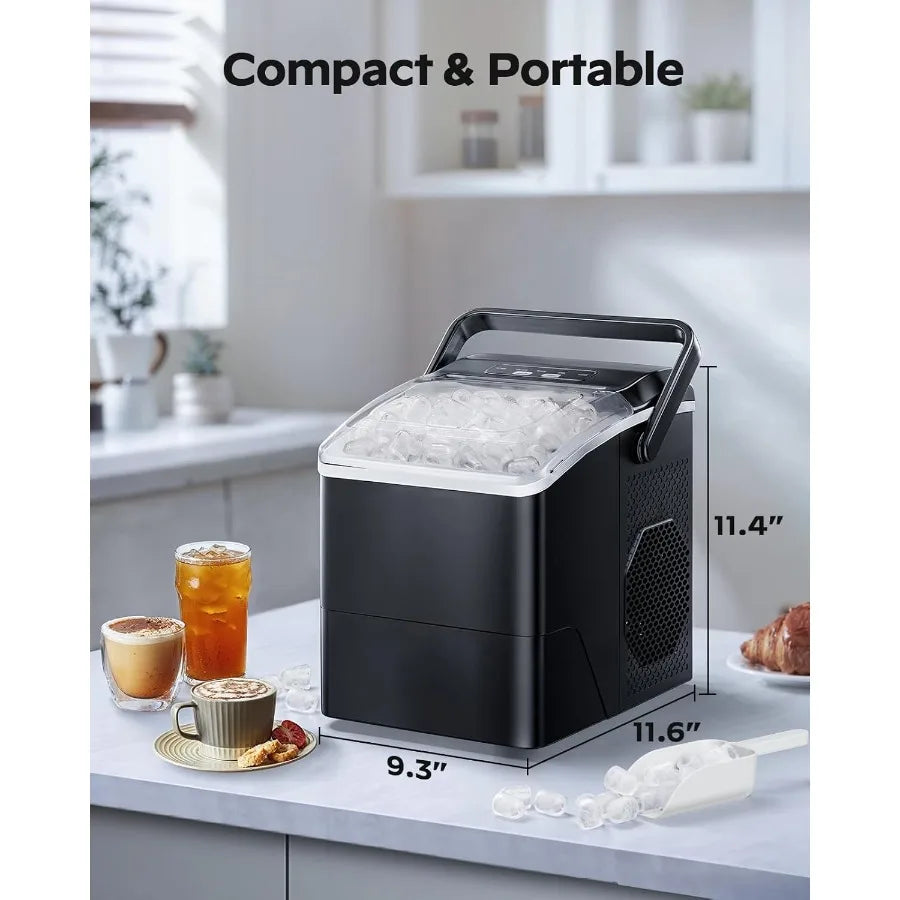 Ice Maker Countertop 9 Cubes Ready in 6 Mins 26 lbs per Day Ice Machine with 2 Ice Sizes and Self-Cleaning Portable Ice Maker w