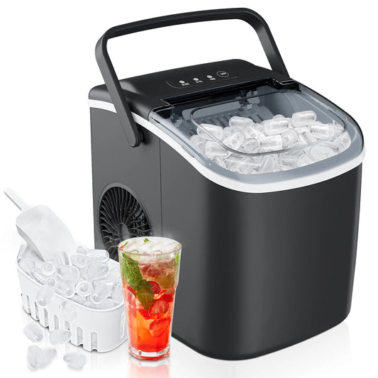 SIMZLIFE Desktop Ice Maker, Self-Cleaning, Portable Ice Maker with Ice Scoop,Ice Making Machine,Bullet Ice,For Home/Kitchen/RV