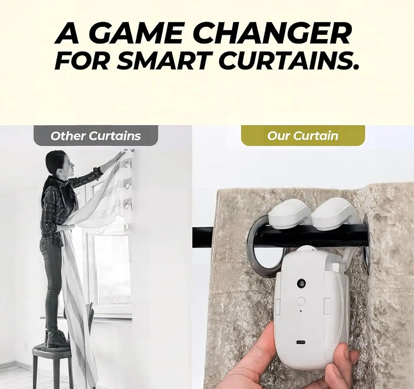 Smart Curtain Opener with Remote Control, High Performance Motor for Roman, T/U-Shaped Tracks Automated Opening and Closing (WiF