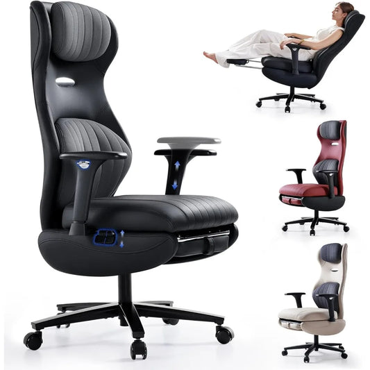 Ergonomic Office Chair with Foot Rest Reclining Chair with Adjustable Arms and Headrest High Back Gaming Chair with Lumbar