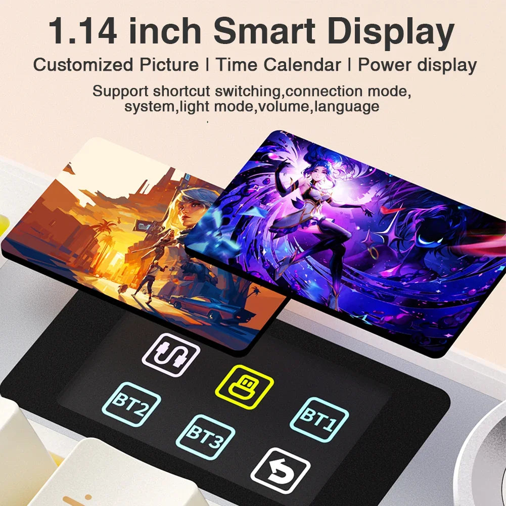AULA F108pro Wireless Bluetooth Keyboard Macro Gaming keyboard Gasket Hot-swap Full Size Keyboard with TFT Smart Display
