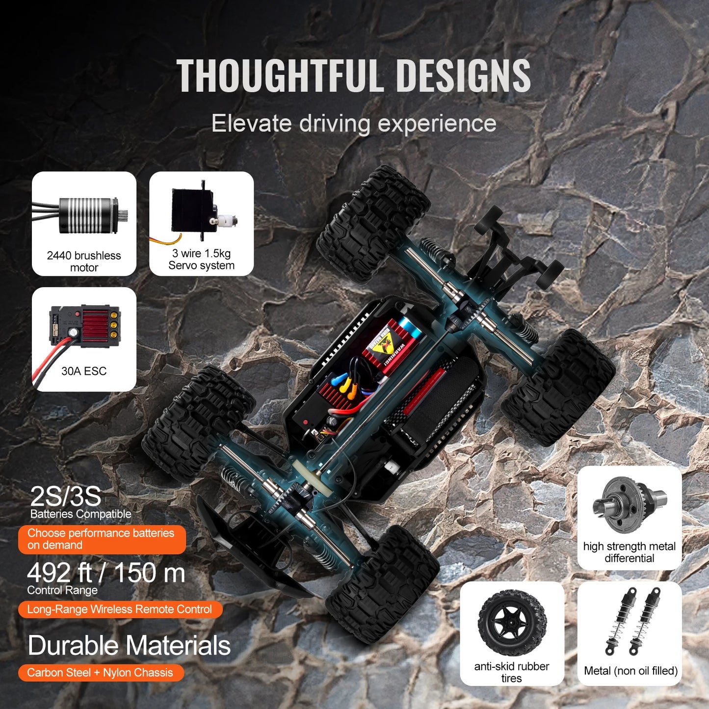 SucceBuy 1:14 42KM/H 4WD RC Car with Adjustable Speed Remote Control Off-Road Truck Drift Monster for Kids Boys Hobby Toys Gifts