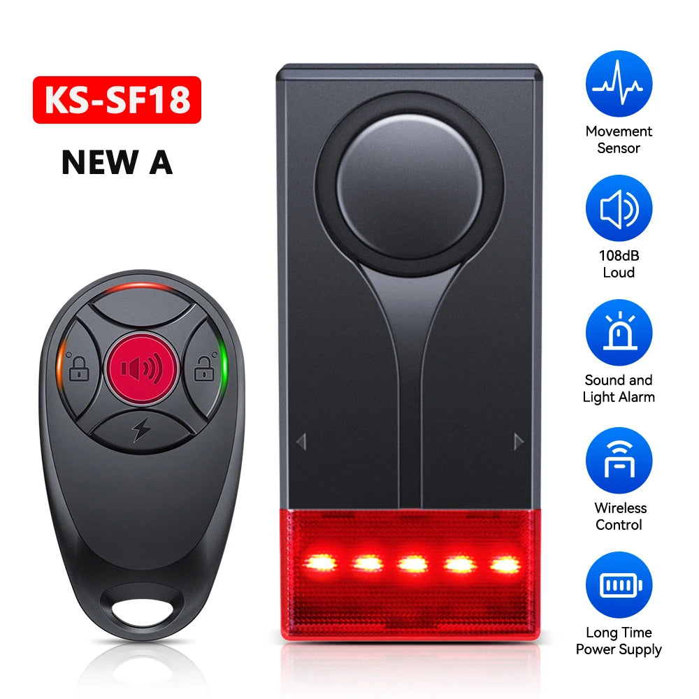 Awapow Wireless Vibration Bike Alarm With Remote Control Anti-Theft Alarm 110dB Loud Bike Door Window Alarm Home Safety System