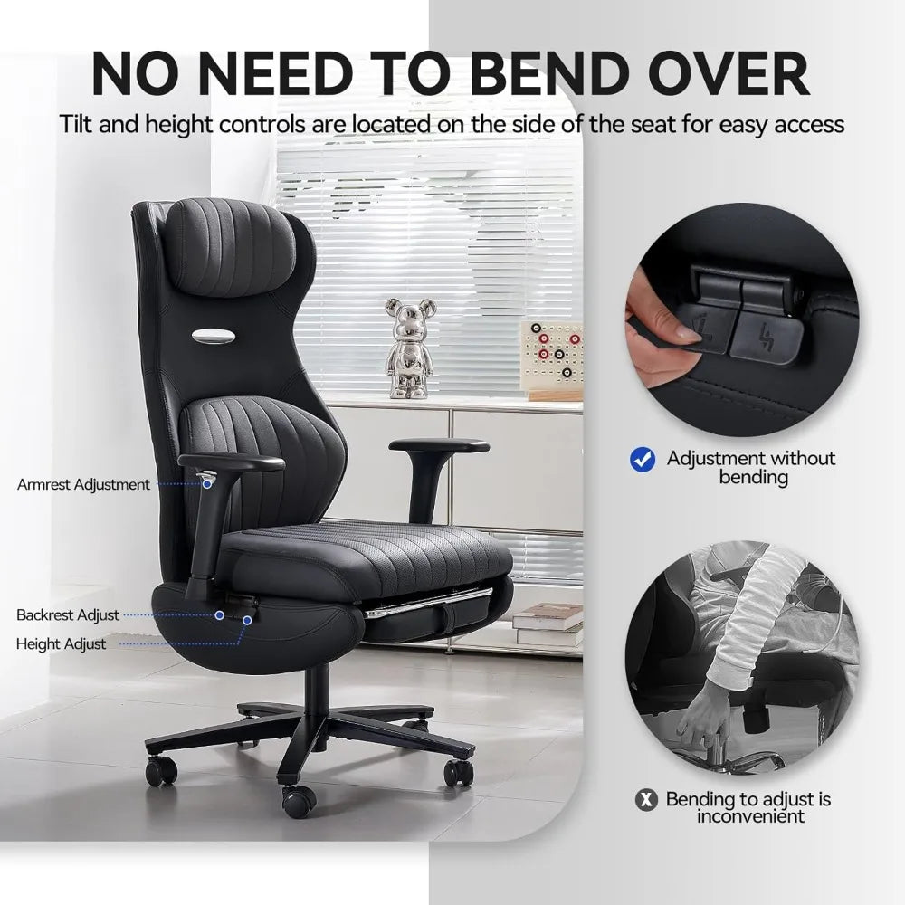 Ergonomic Office Chair with Foot Rest Reclining Chair with Adjustable Arms and Headrest High Back Gaming Chair with Lumbar