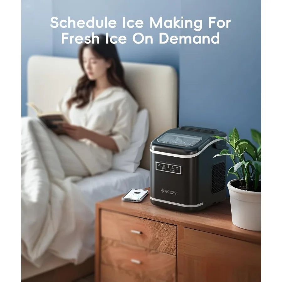 Portable Smart Ice Maker for Home Kitchen Office RV with App and Voice Control 9 Bullet Ice in 6 Mins 26lbs/24Hrs Self-Cleaning