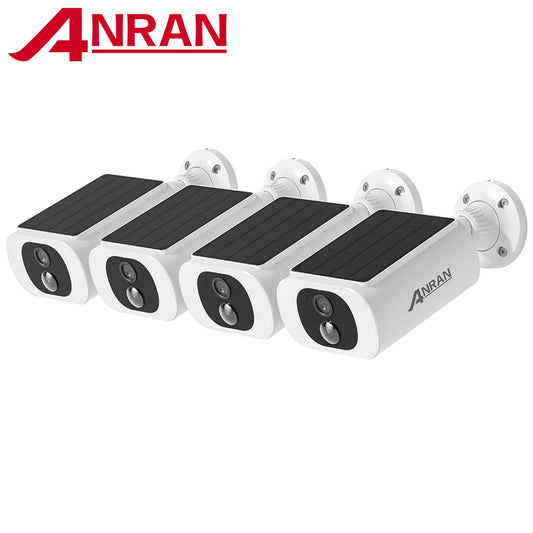 ANRAN 2K Solar Camera 4PCS Home Security Cameras Set 2.4G Wireless WIFI Camera Built-in Battery,Floodlight,Color Night Vision