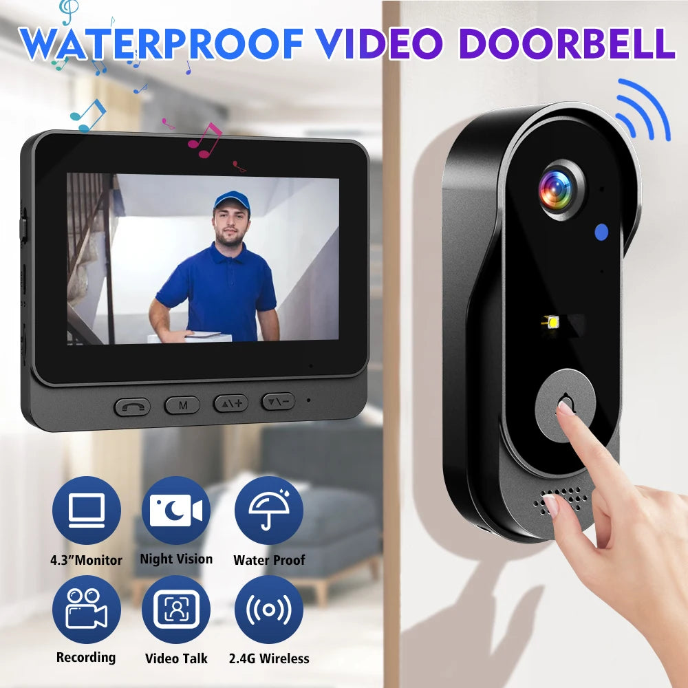 WIFI 2.4G Camera Doorbell HD Video Intercom Outdoor Wireless Waterproof Door Bell Security Protection IR Night Vision Smart Home
