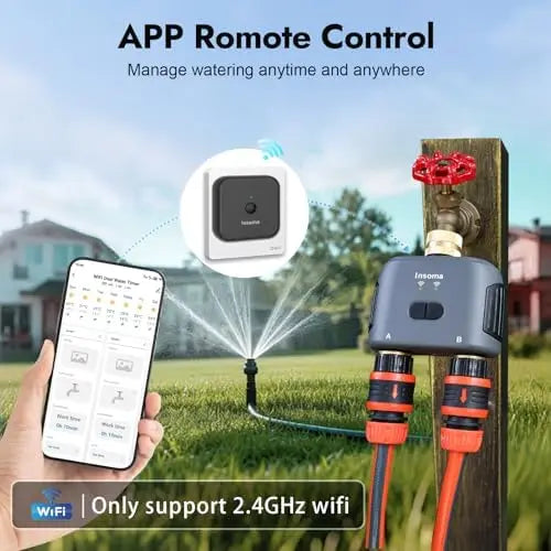 Smart WiFi Hose Timer with Brass Inlet – 2-Zone Irrigation, App & Voice Control, 20 Schedules