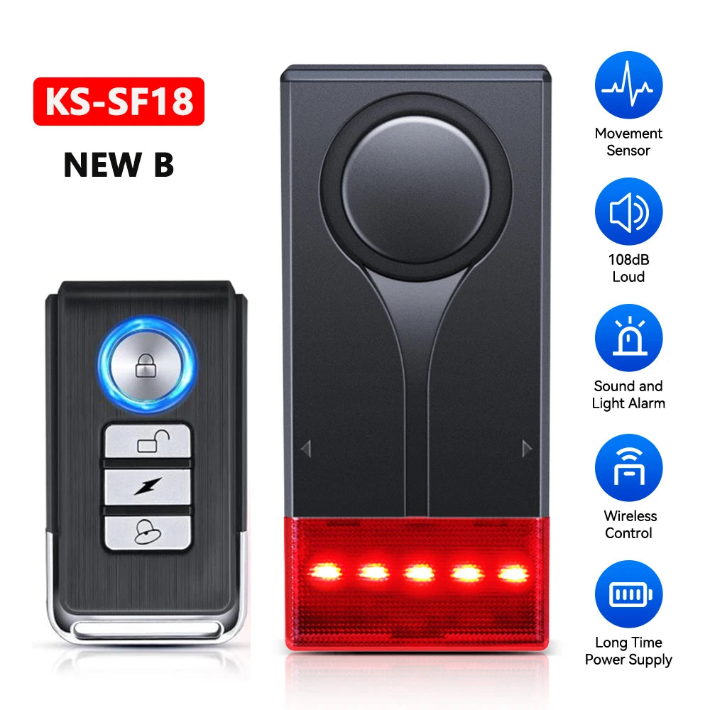 Awapow Wireless Vibration Bike Alarm With Remote Control Anti-Theft Alarm 110dB Loud Bike Door Window Alarm Home Safety System