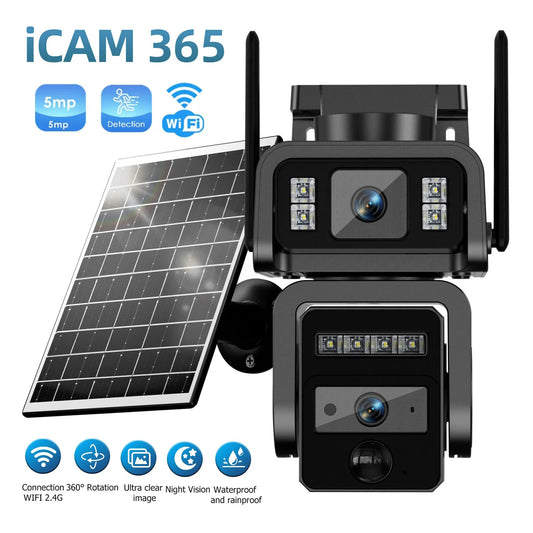 Dual Lens Solar Camera WIFI Security Outdoor Surveillance Camera Solar Panel with Battery CCTV security PZT IP cameras