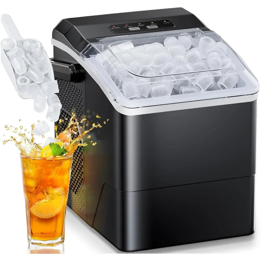 Ice Maker Countertop 9 Cubes Ready in 6 Mins 26 lbs per Day Ice Machine with 2 Ice Sizes and Self-Cleaning Portable Ice Maker w