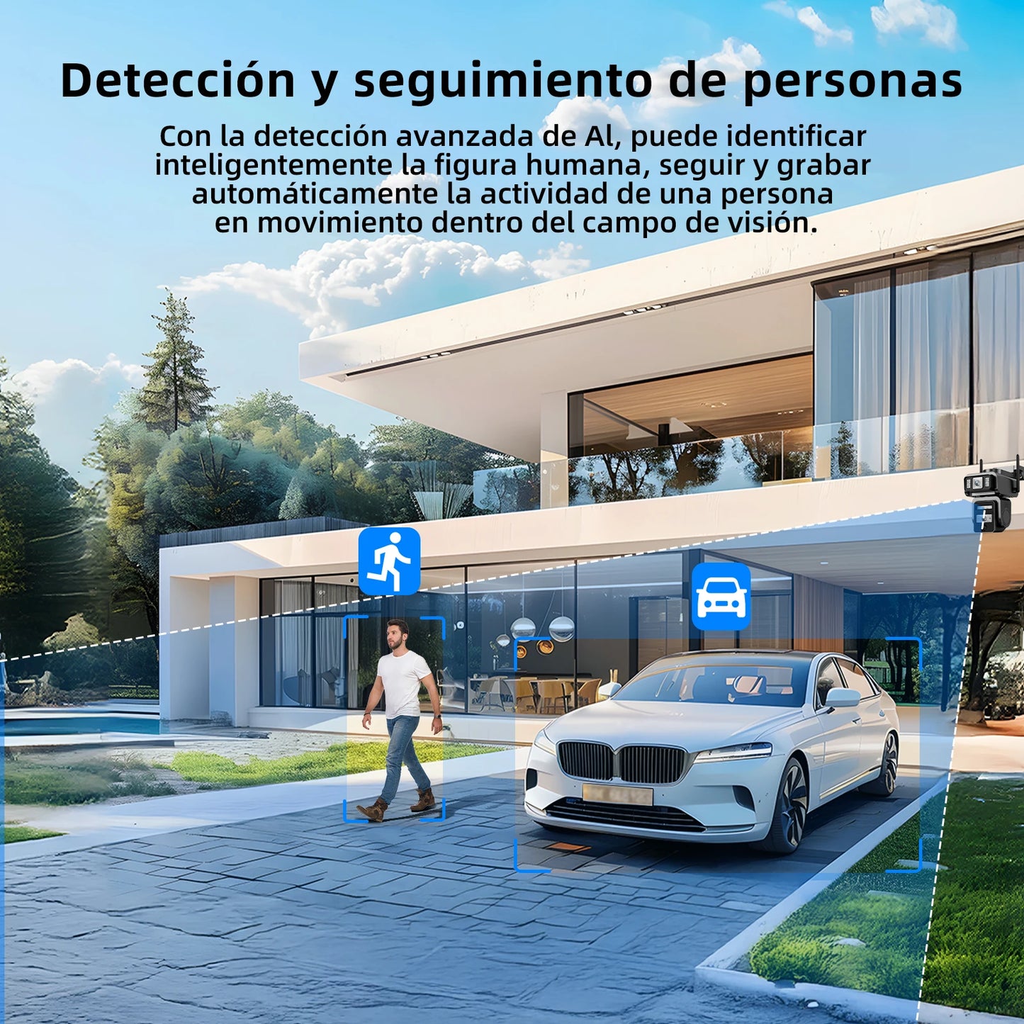 2PCS Dual lens 5MP Wi-Fi PTZ Camera Smart Color Night Vision IP66 Outdoor Security 360° Coverage Smart Auto Tracking