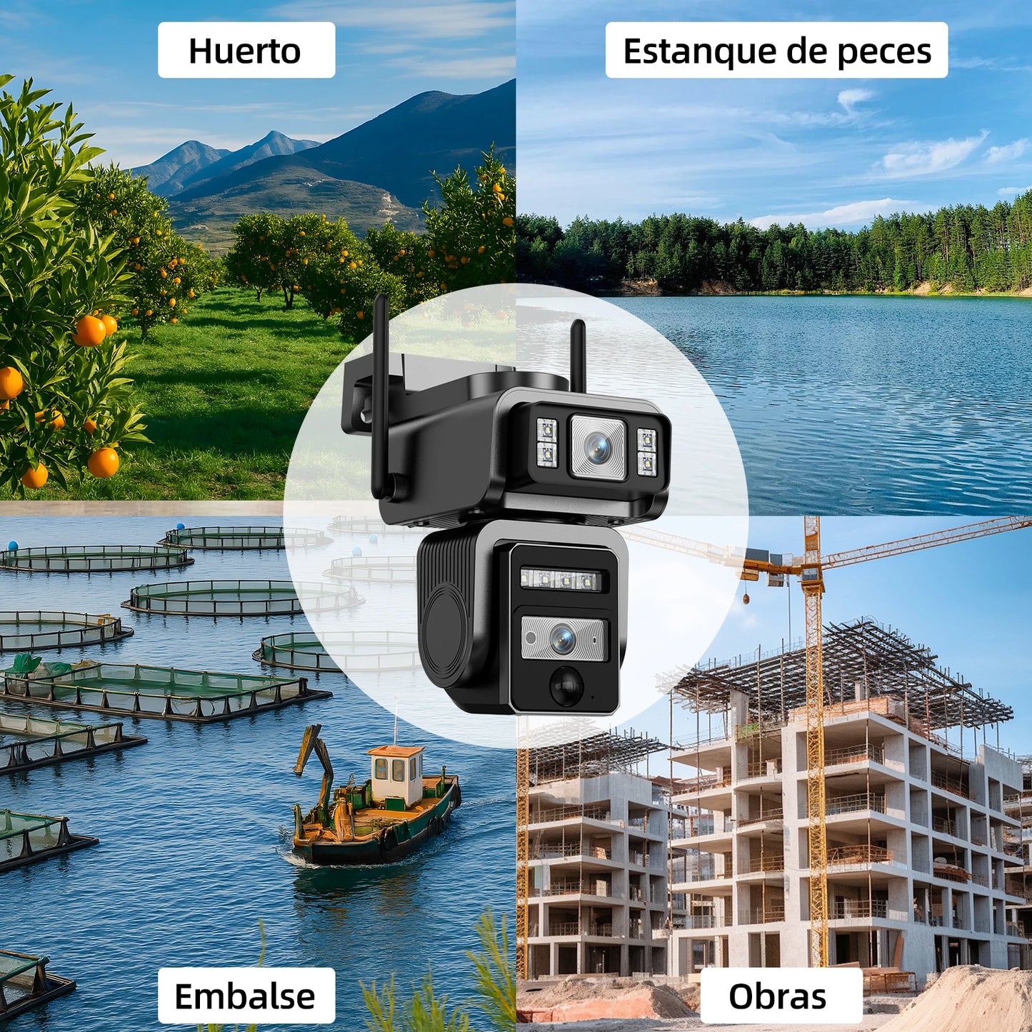 2PCS Dual lens 5MP Wi-Fi PTZ Camera Smart Color Night Vision IP66 Outdoor Security 360° Coverage Smart Auto Tracking