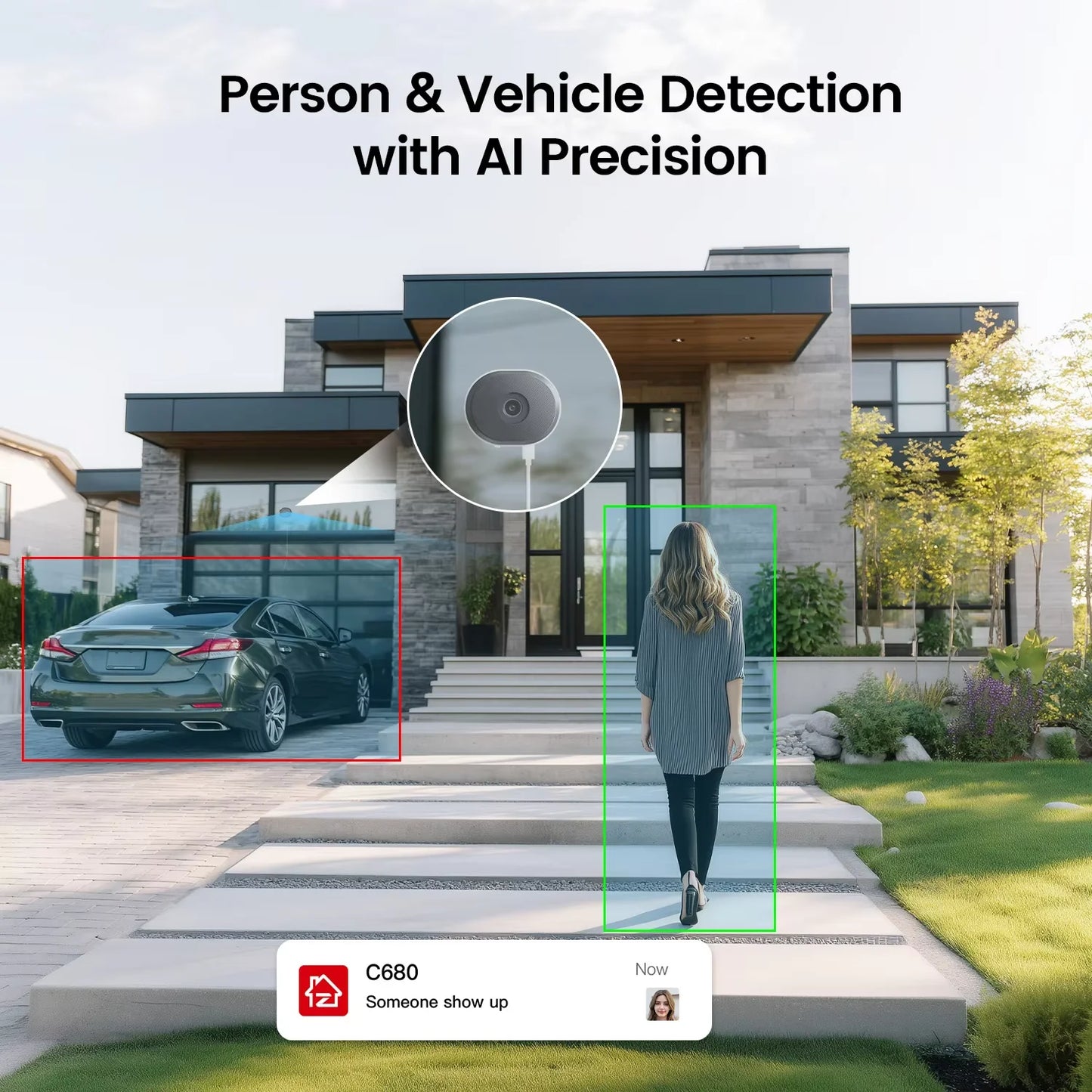 ZOSI C680 3MP Window WiFi Surveillance Camera Plug-in Full Color Night Vision  Indoor 2K IP Security Camera for Home