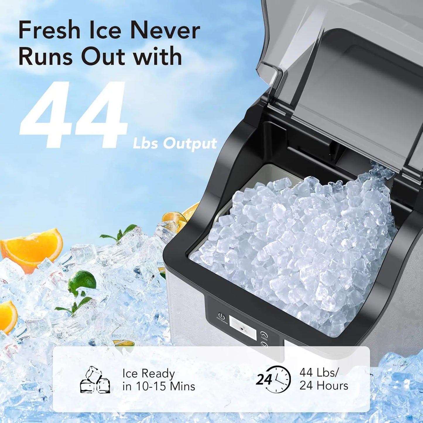 Countertop Ice Maker, Portable Machine w/Fast 6-8 Minute Ice Production, Self-Cleaning with Ice Scoop Basket for Home Office Bar
