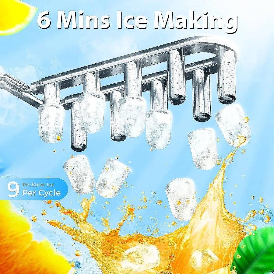 Countertop Ice Maker Portable Self-Cleaning Bullet Ice Machine 26Lbs/24H 9 Ice Cubes in 6 Mins Grey for Kitchen Bar Party RV
