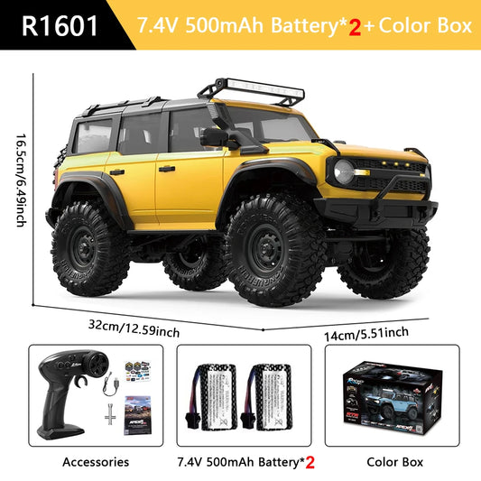 HB Model 1/16 RC Car 2.4G 4WD Off-Road Remote Control Cars with Colorful Lights Crawler Climbing Vehicle Toys for Kids Adult