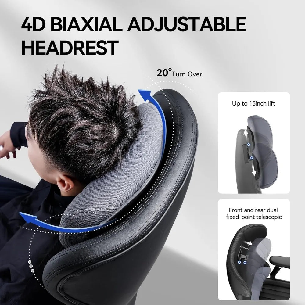 Ergonomic Office Chair with Foot Rest Reclining Chair with Adjustable Arms and Headrest High Back Gaming Chair with Lumbar