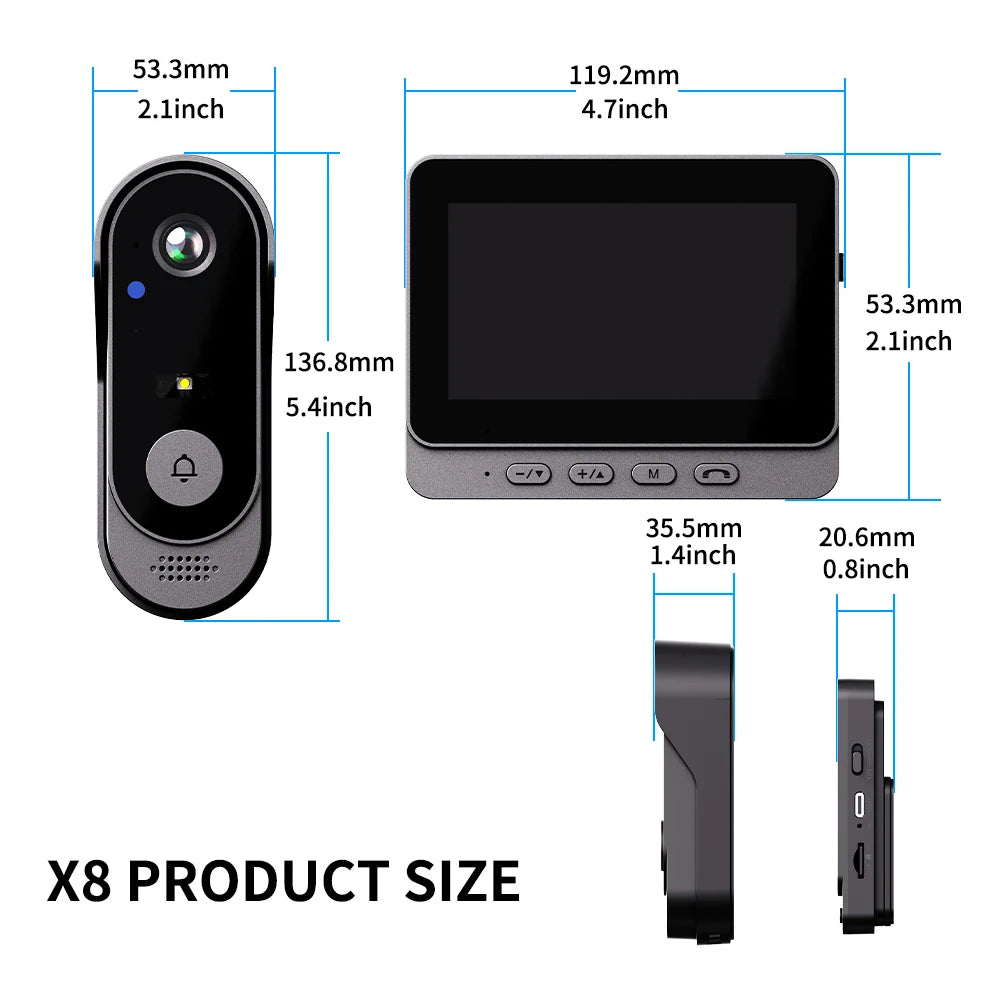 WIFI 2.4G Camera Doorbell HD Video Intercom Outdoor Wireless Waterproof Door Bell Security Protection IR Night Vision Smart Home