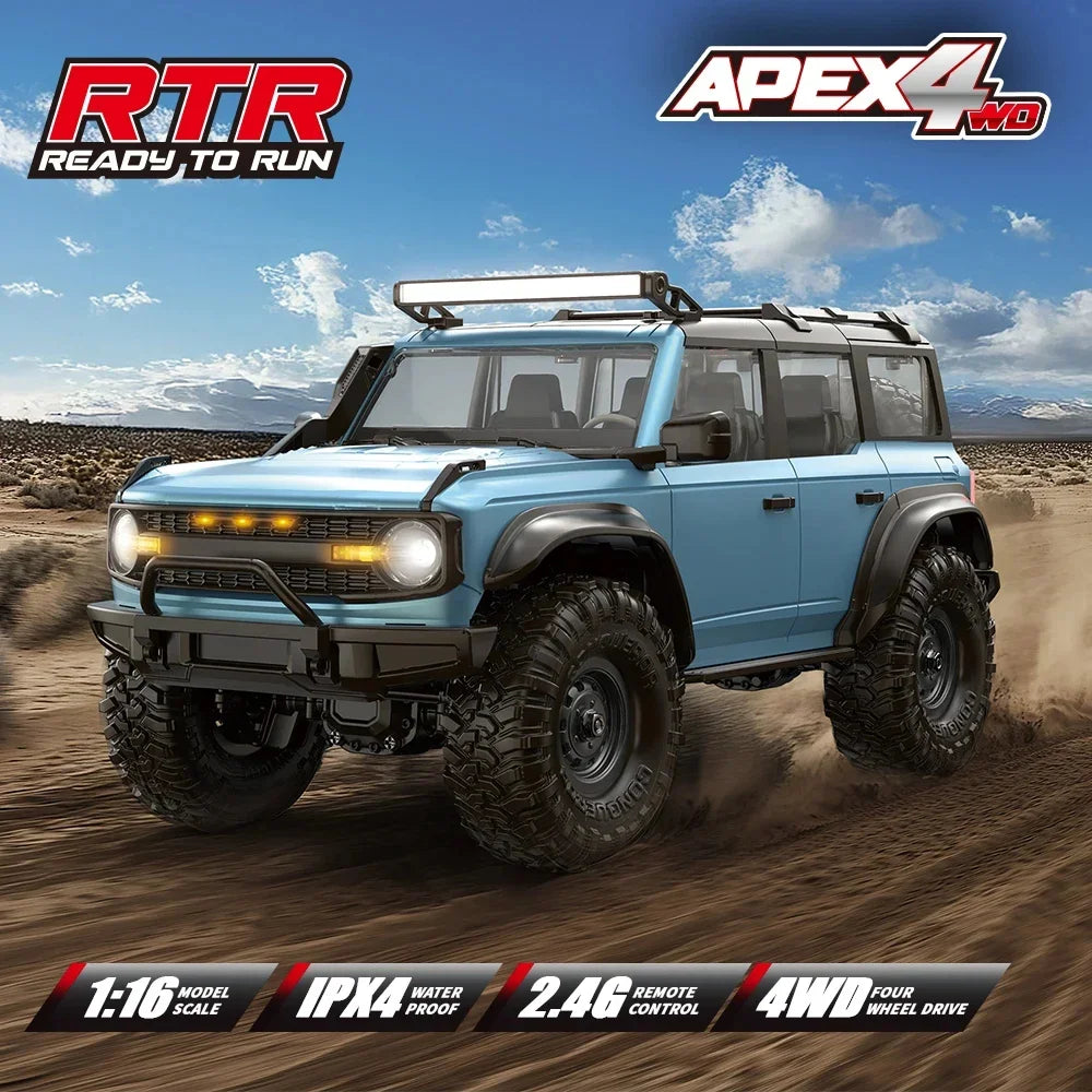 HB Model 1/16 RC Car 2.4G 4WD Off-Road Remote Control Cars with Colorful Lights Crawler Climbing Vehicle Toys for Kids Adult