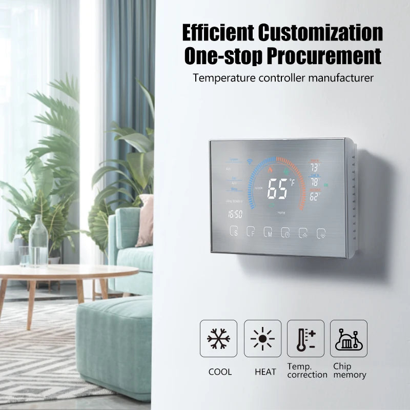 Beca matter smart home smart WIFI heat pump floor heating thermostat programmable touch screen indoor temperature controller