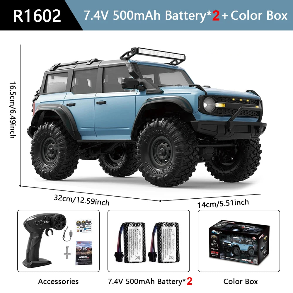 HB Model 1/16 RC Car 2.4G 4WD Off-Road Remote Control Cars with Colorful Lights Crawler Climbing Vehicle Toys for Kids Adult