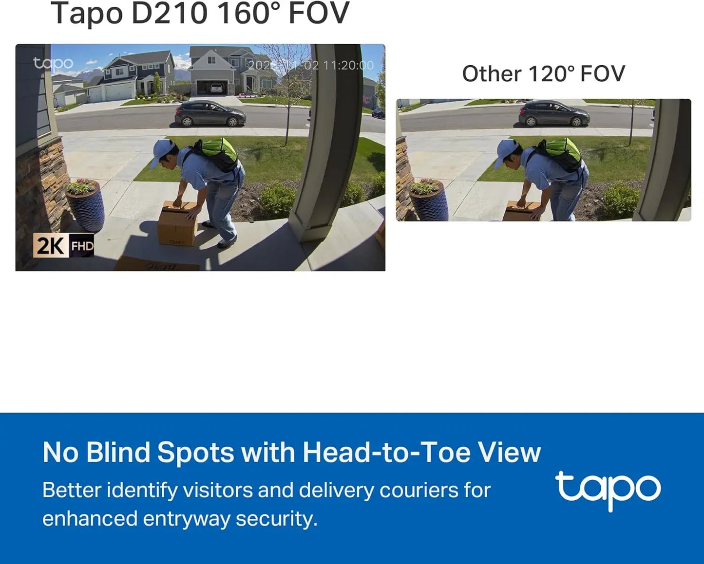 Smart Video Doorbell Camera Wireless with Chime, 2K Resolution, Full Color Night Vision & Spotlights, No Monthly Fee