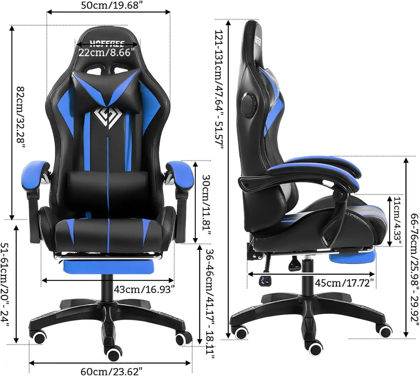 RGB Gaming Chair with Speakers Massage Computer Gaming Chair with LED Lights and Footrest High Back Video Game Chair