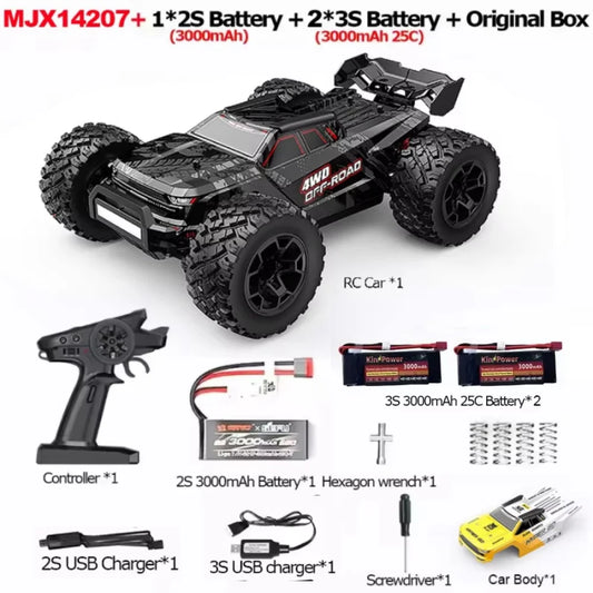 MJX Hyper Go 14207 1/14 RC Car Dual Car Shells 4WD Off-Road Racing Truck Brushless 2.4G Remote Control Car Toys As Gift