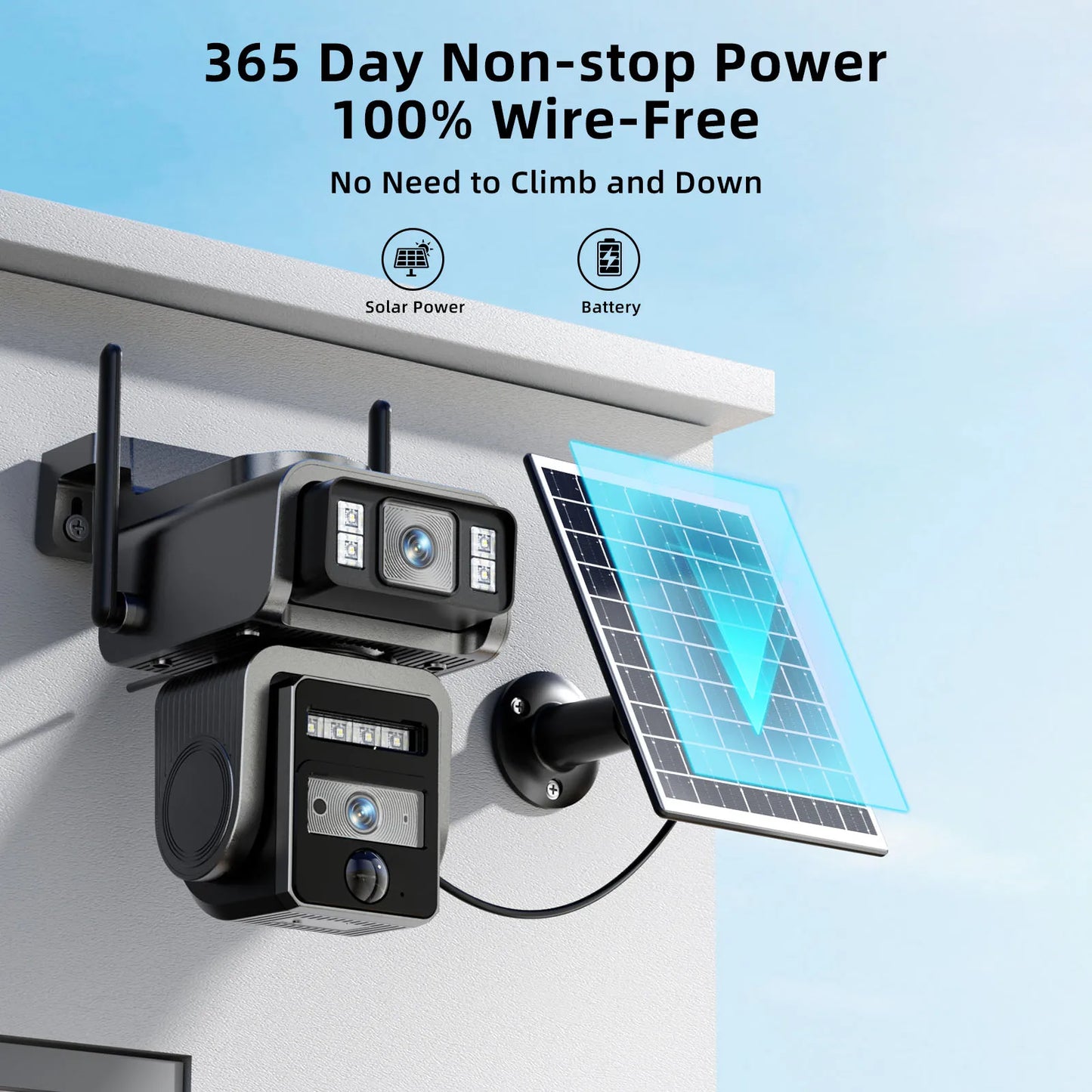 Dual Lens Solar Camera WIFI Security Outdoor Surveillance Camera Solar Panel with Battery CCTV security PZT IP cameras