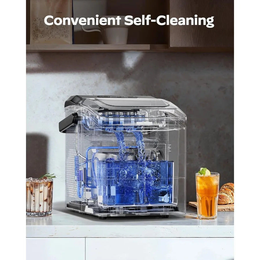 Ice Maker Countertop 9 Cubes Ready in 6 Mins 26 lbs per Day Ice Machine with 2 Ice Sizes and Self-Cleaning Portable Ice Maker w
