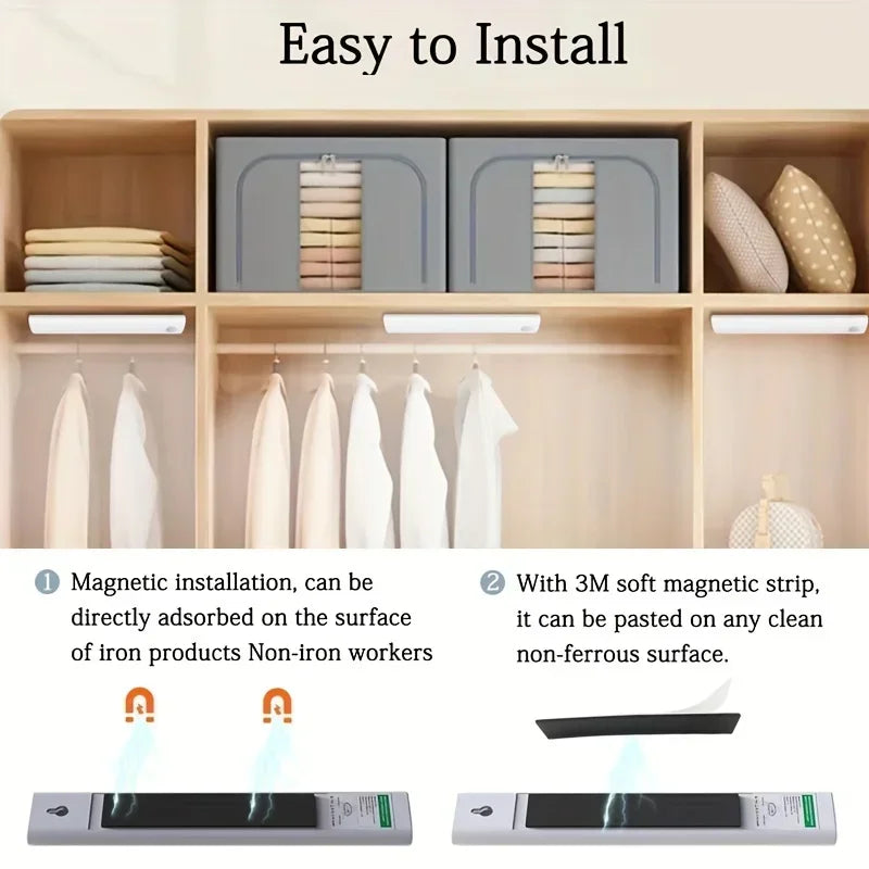 Under Cabinet Lights 1/3/5/6pcs, Motion Sensor Rechargeable  Battery Operated 2 Colors LED Light  for  Closet, Kitchen, Bathroom