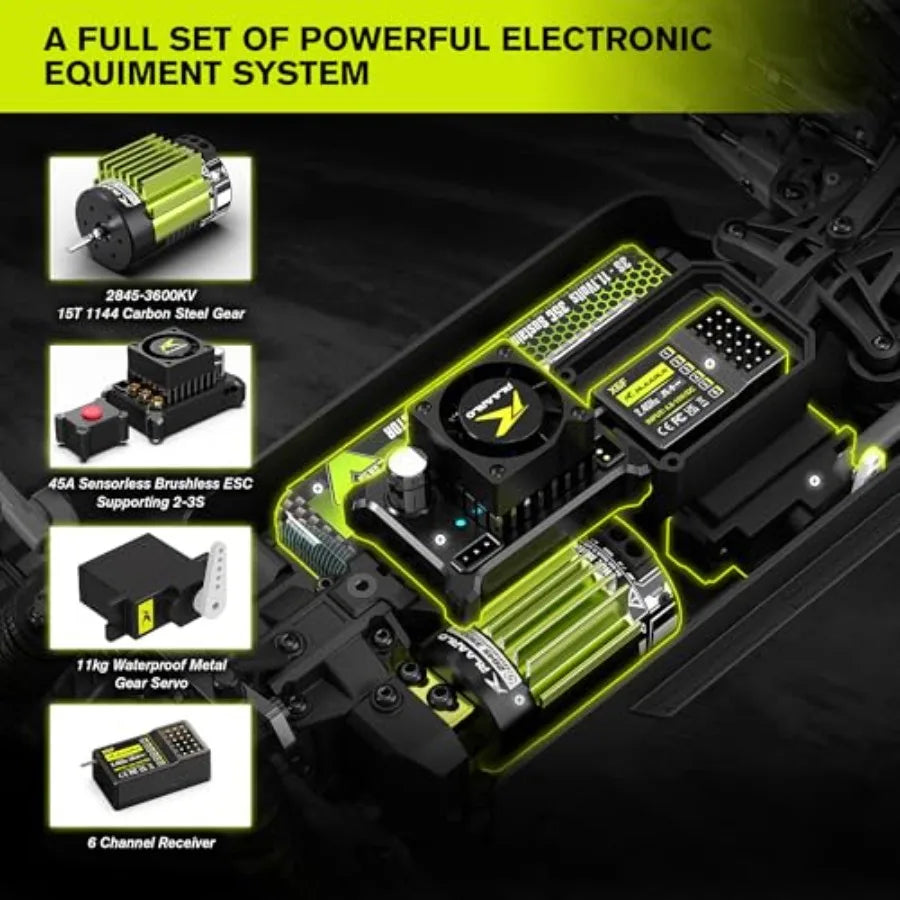 1/14 Brushless RC Cars Monster Truck 50+ MPH 4WD Waterproof Red Ages 8+