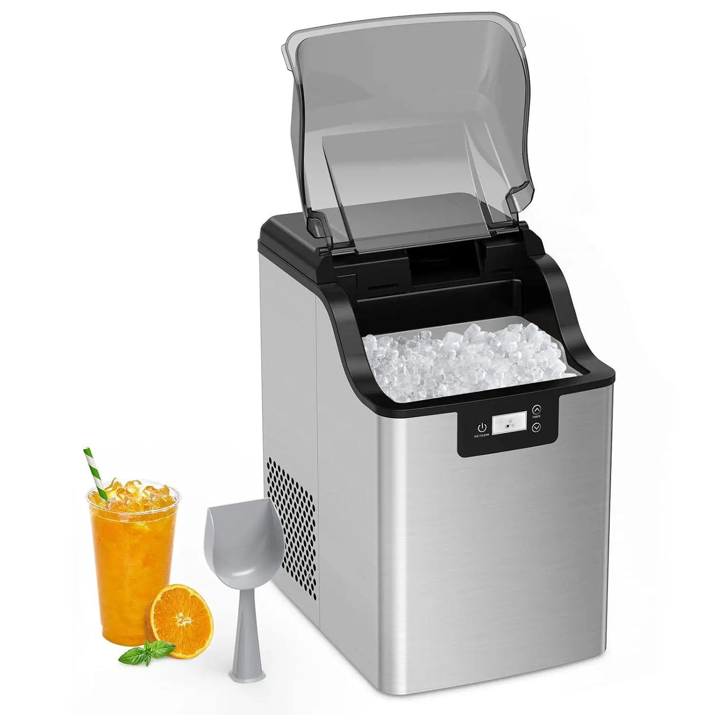Countertop Ice Maker, Portable Machine w/Fast 6-8 Minute Ice Production, Self-Cleaning with Ice Scoop Basket for Home Office Bar