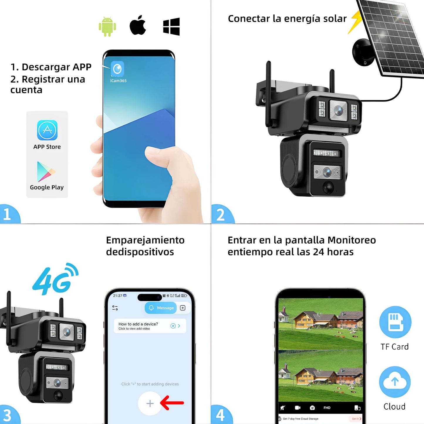 2PCS Dual lens 5MP Wi-Fi PTZ Camera Smart Color Night Vision IP66 Outdoor Security 360° Coverage Smart Auto Tracking