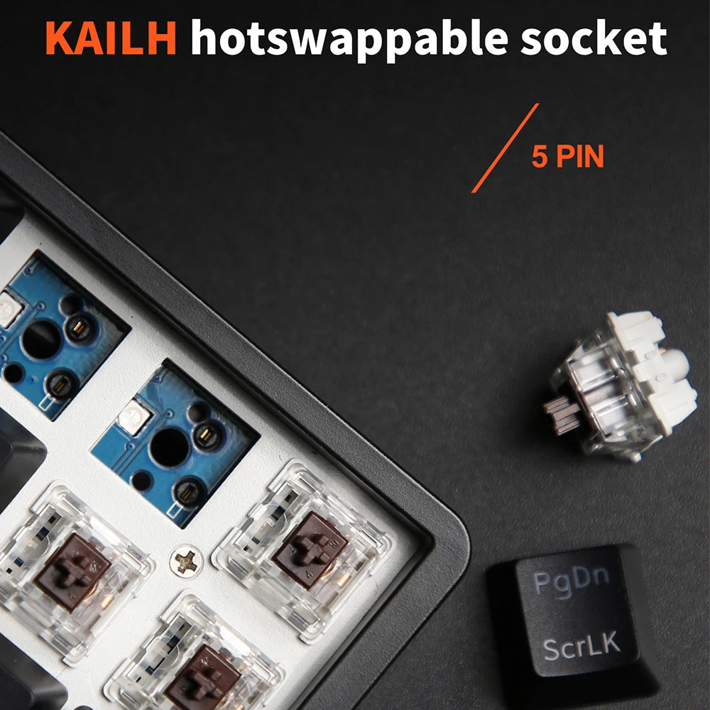 RK Royal Kludge RK837 Mechancial Keyboard 68 Keys 65% Compact 2.4G Wireless Bluetooth Gamer Keyboard RGB Backlight Hot Swappable