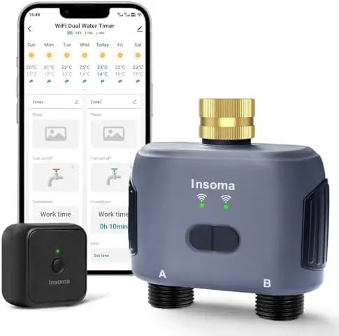 Smart WiFi Hose Timer with Brass Inlet – 2-Zone Irrigation, App & Voice Control, 20 Schedules