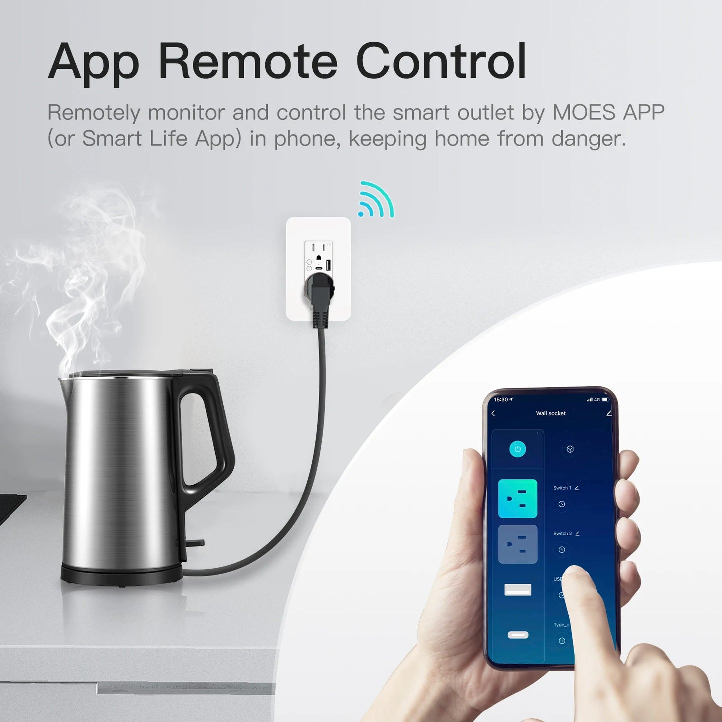 WiFi Smart Power Wall Socket with Type C And USB Dual Outlet Plug Power Outlets