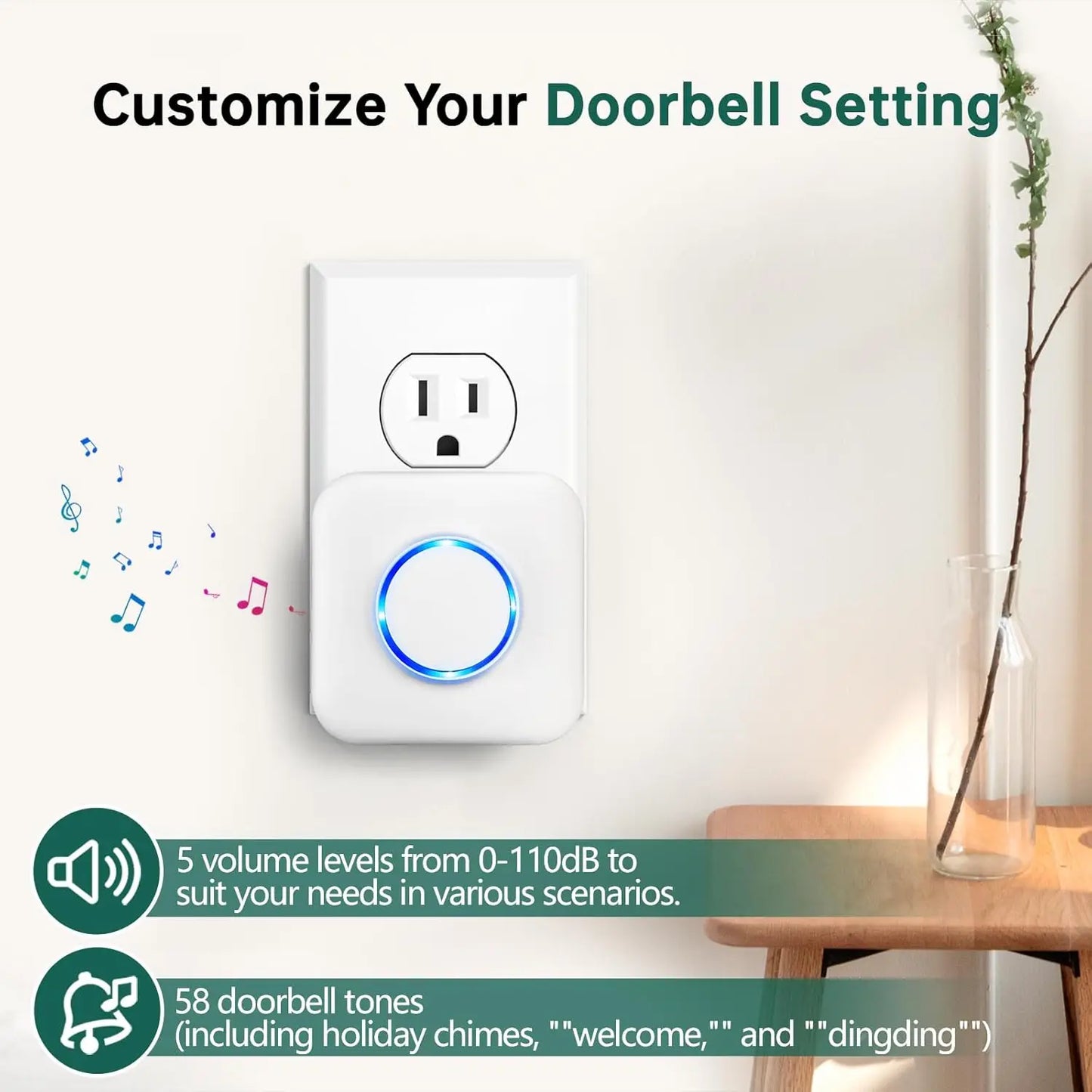 Wireless Doorbell Chime Compatible with Google Nest Doorbells, Extends Range Up to 656 Feet