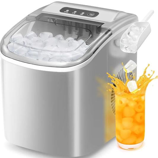 Countertop Ice Maker Portable Self-Cleaning Bullet Ice Machine 26Lbs/24H 9 Ice Cubes in 6 Mins Grey for Kitchen Bar Party RV