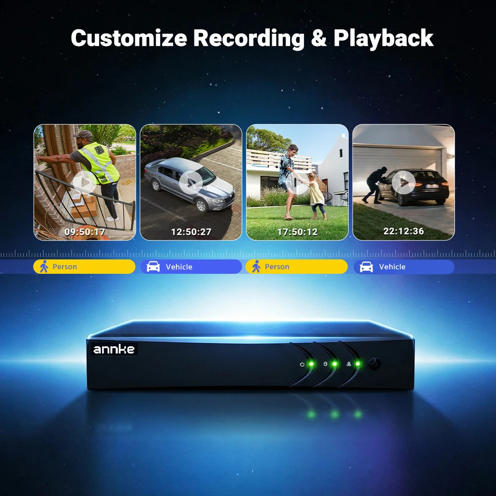 ANNKE 3K 5MP Home Wired Security System H.265+ 8CH DVR 4pcs Night Vision Outdoor Two Way Voice Video Surveillance Camera Kits