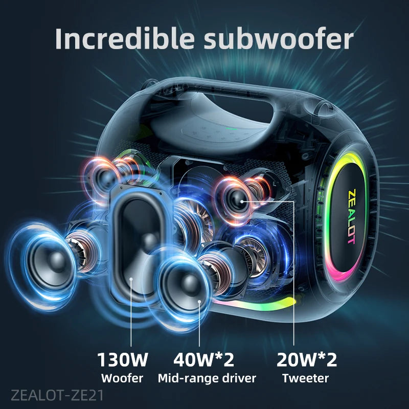 Big Power Wireless TWS Subwoofer Bluetooth Speaker High Volume Waterproof Portable Mobile Power HIFI Sound