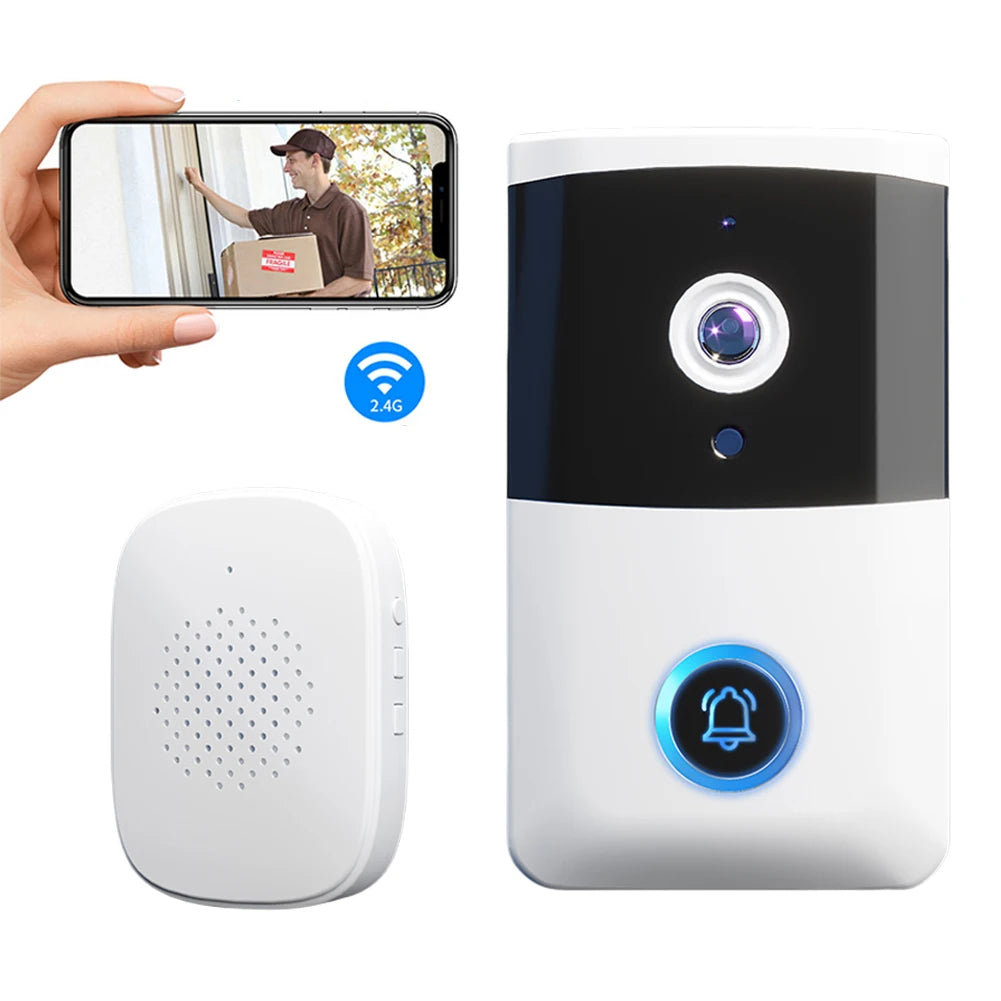 WiFi Doorbell Camera IR Night Vision Visual Doorbell Two-way Audio Home Door Bell for Home Security Alarm System